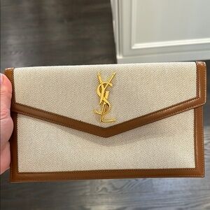 Yves Saint Laurent Beige and Brown Men's Clutch